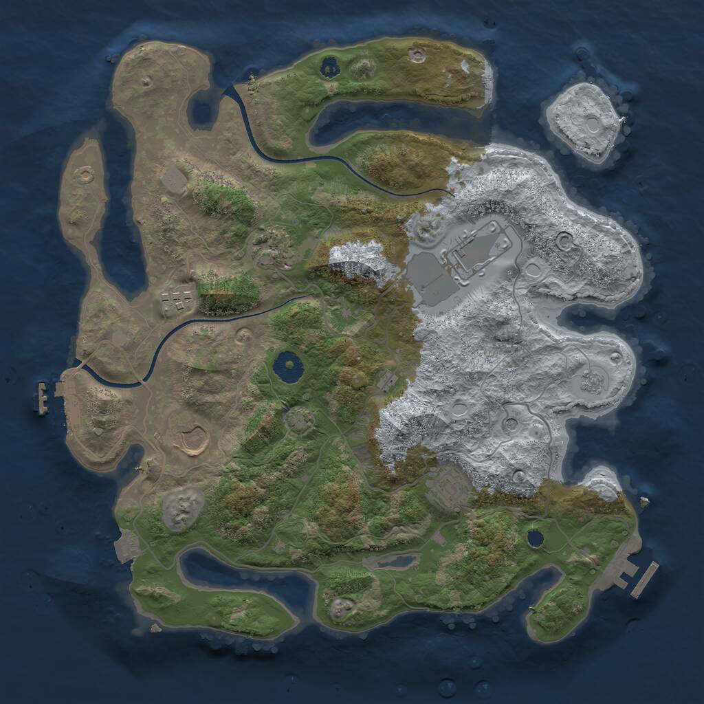 Rust Map: Procedural Map, Size: 3500, Seed: 17216655, 11 Monuments