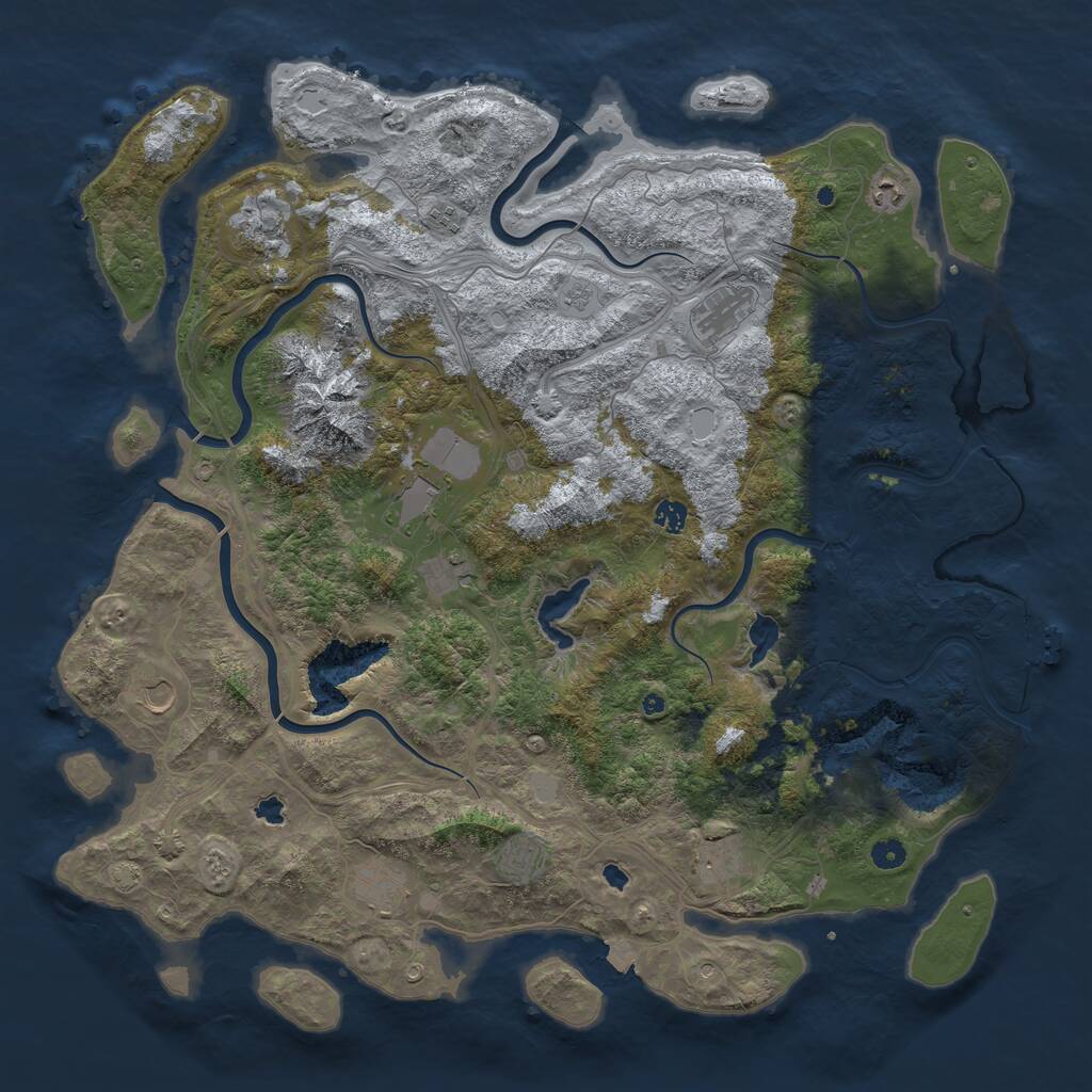 Rust Map: Procedural Map, Size: 5000, Seed: 491756433, 16 Monuments