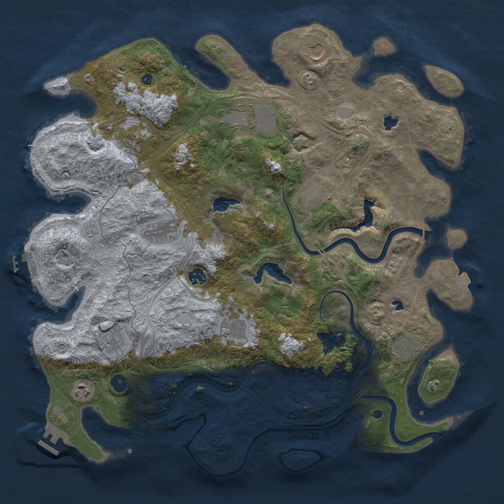 Rust Map: Procedural Map, Size: 4500, Seed: 953242, 17 Monuments
