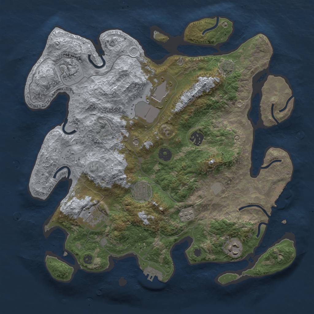Rust Map: Procedural Map, Size: 3500, Seed: 9232450, 15 Monuments
