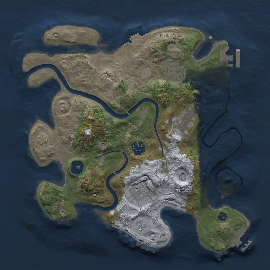 Rust Map: Procedural Map, Size: 3000, Seed: 254875, 10 Monuments