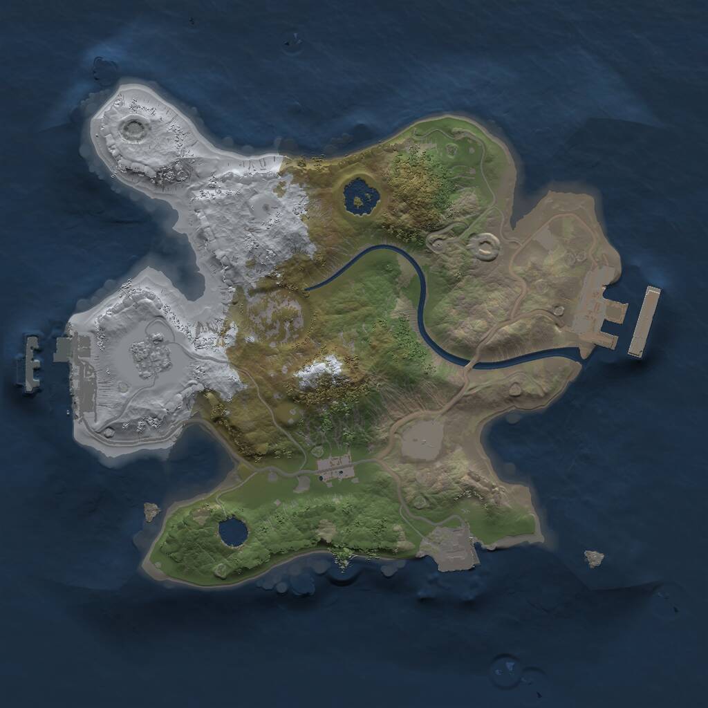 Rust Map: Procedural Map, Size: 2000, Seed: 885355978, 4 Monuments
