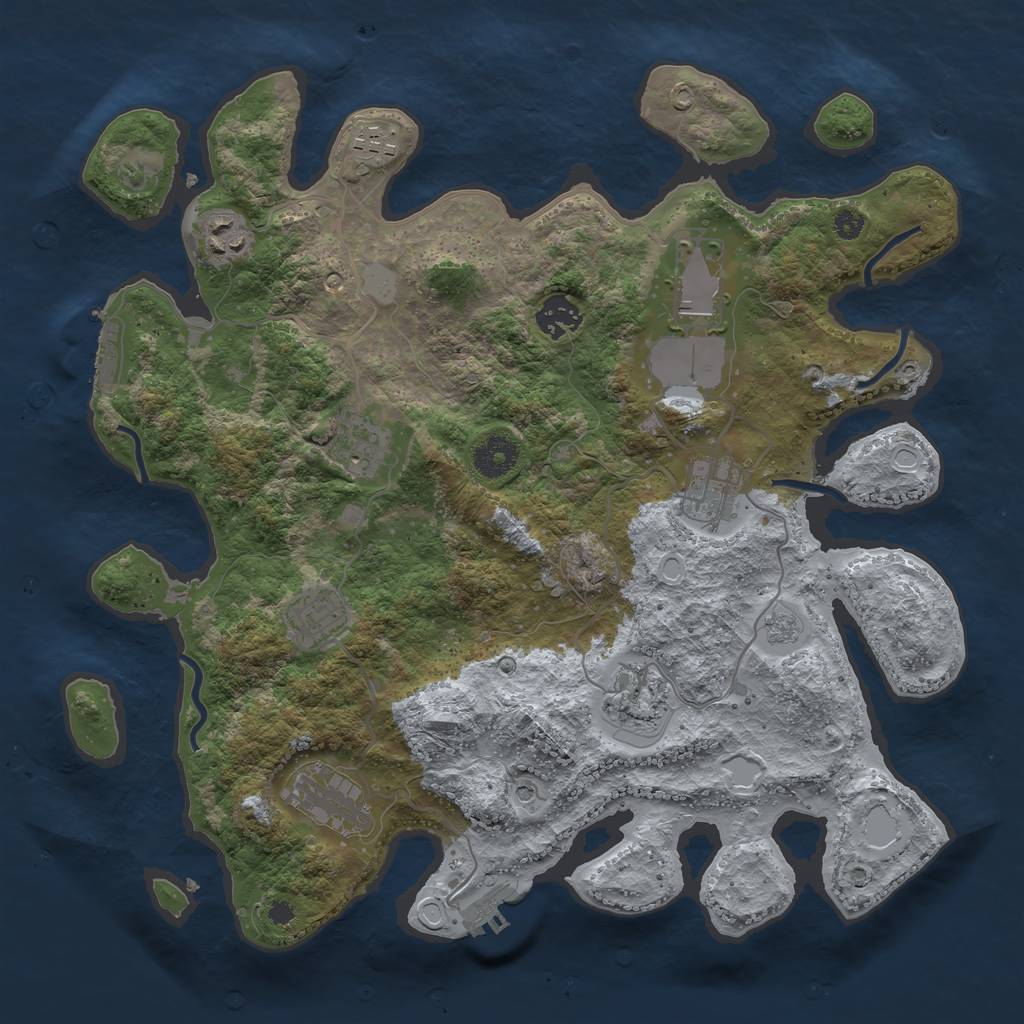 Rust Map: Procedural Map, Size: 3600, Seed: 513009, 16 Monuments