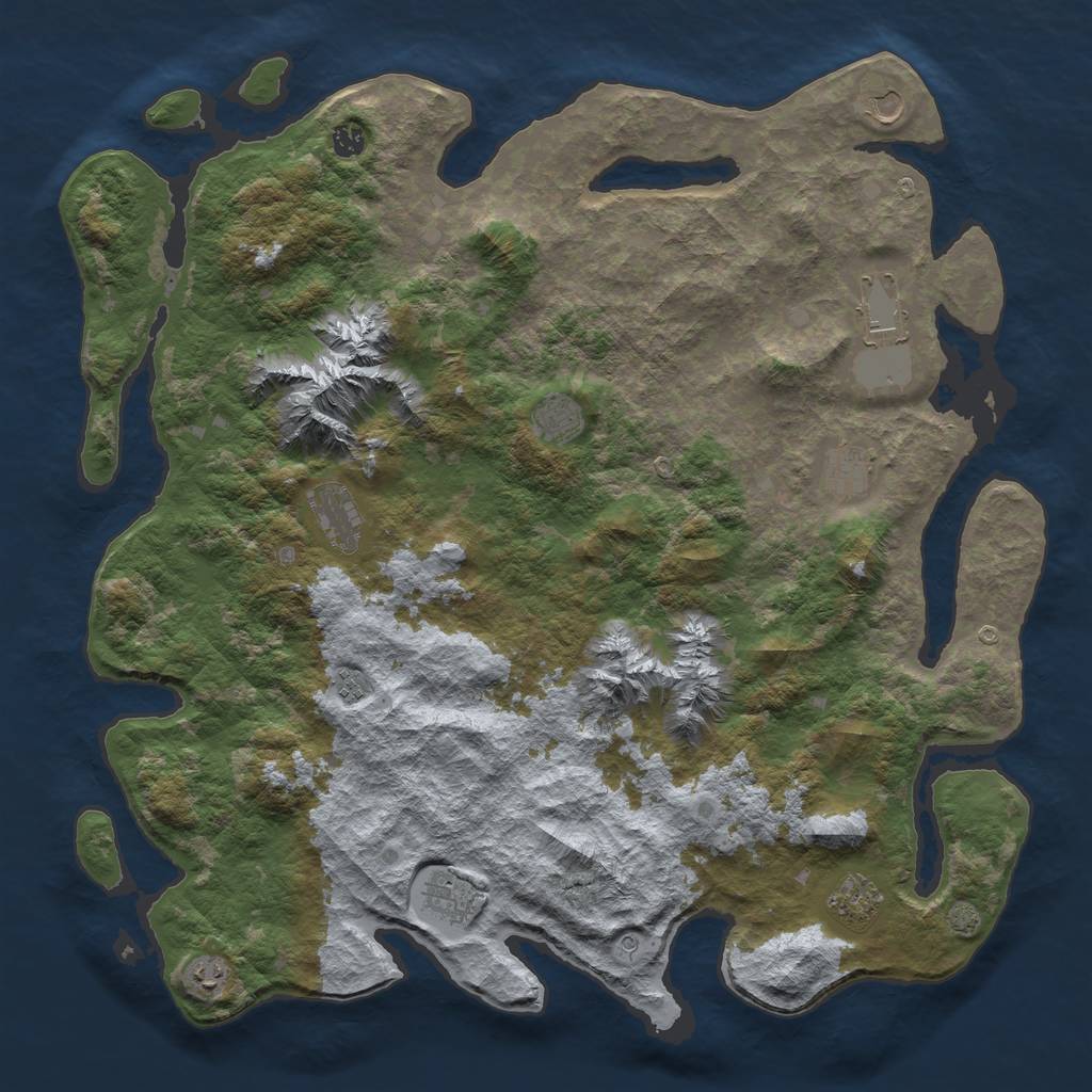 Rust Map: Barren, Size: 5000, Seed: 161548380, 14 Monuments