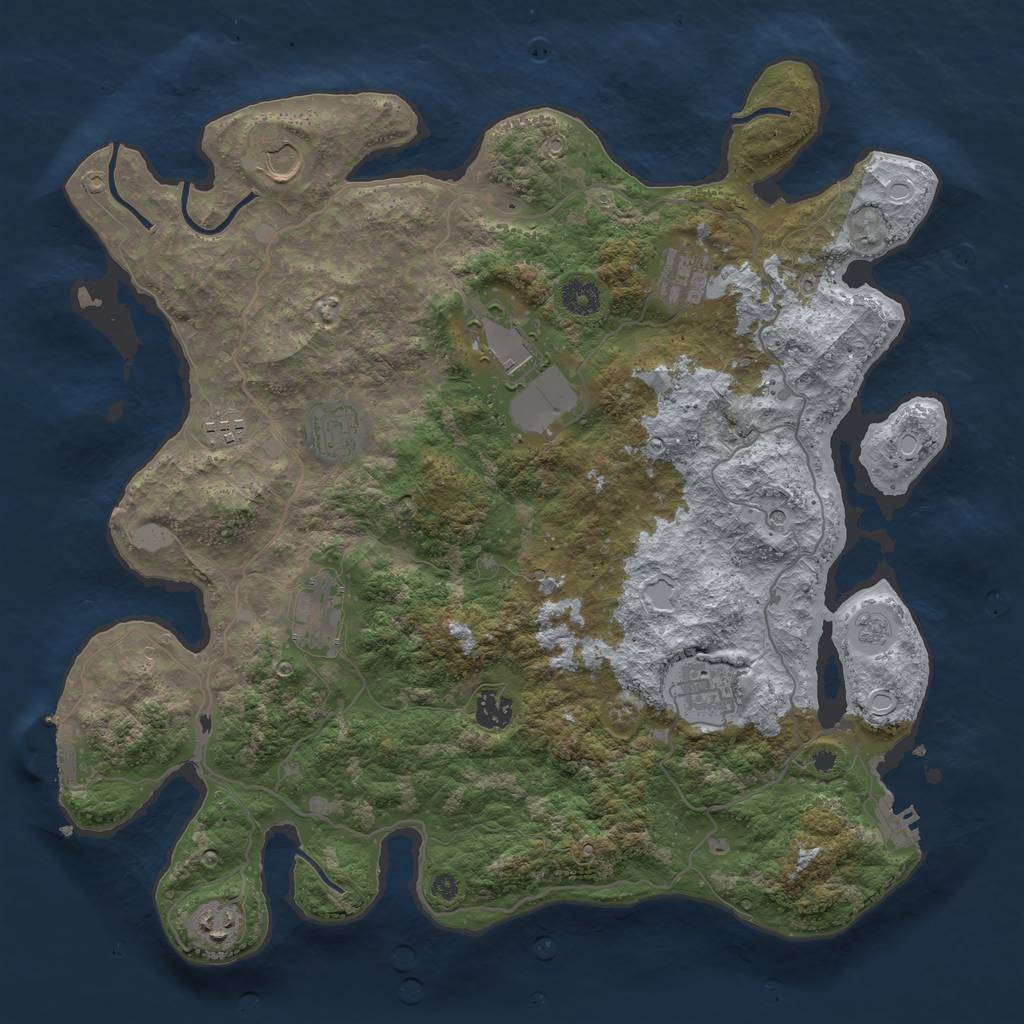 Rust Map: Procedural Map, Size: 4000, Seed: 660880390, 16 Monuments