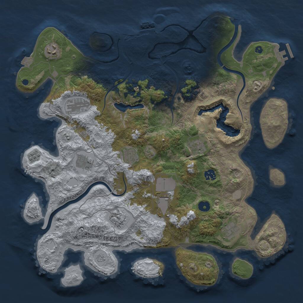 Rust Map: Procedural Map, Size: 4000, Seed: 487486, 16 Monuments