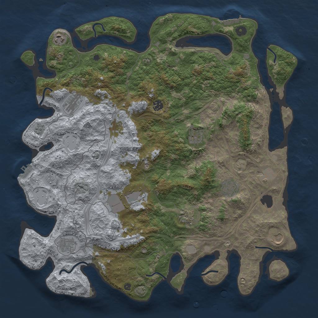 Rust Map: Procedural Map, Size: 4500, Seed: 82020, 19 Monuments