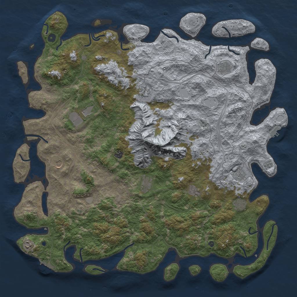 Rust Map: Procedural Map, Size: 5500, Seed: 1234567890, 18 Monuments