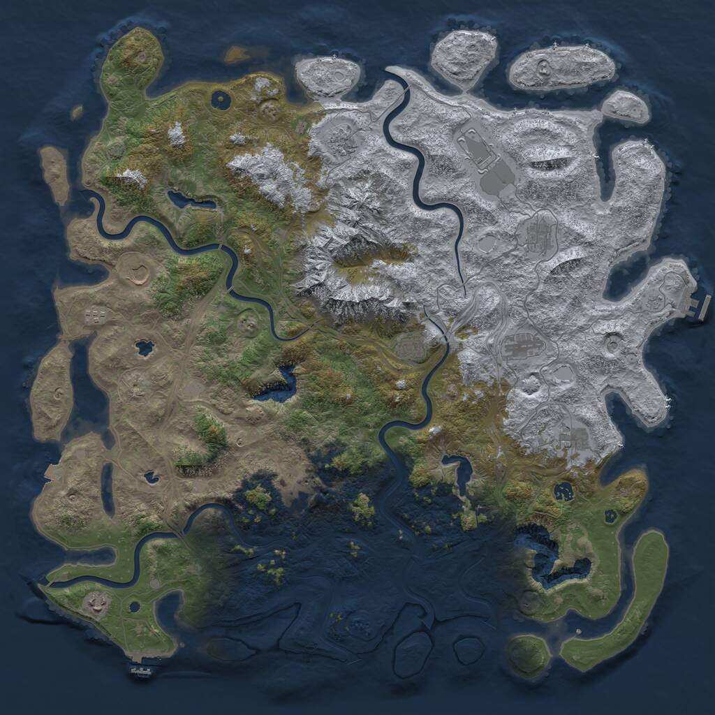 Rust Map: Procedural Map, Size: 5500, Seed: 1234567890, 17 Monuments