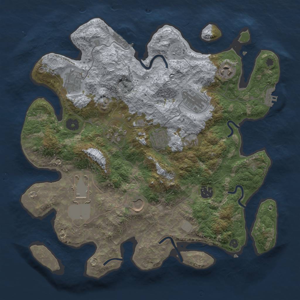 Rust Map: Procedural Map, Size: 3509, Seed: 2300, 15 Monuments