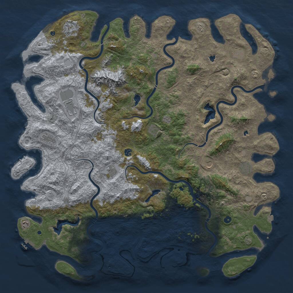 Rust Map: Procedural Map, Size: 6000, Seed: 30741783, 17 Monuments