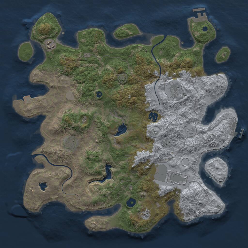 Rust Map: Procedural Map, Size: 4000, Seed: 82634197, 13 Monuments