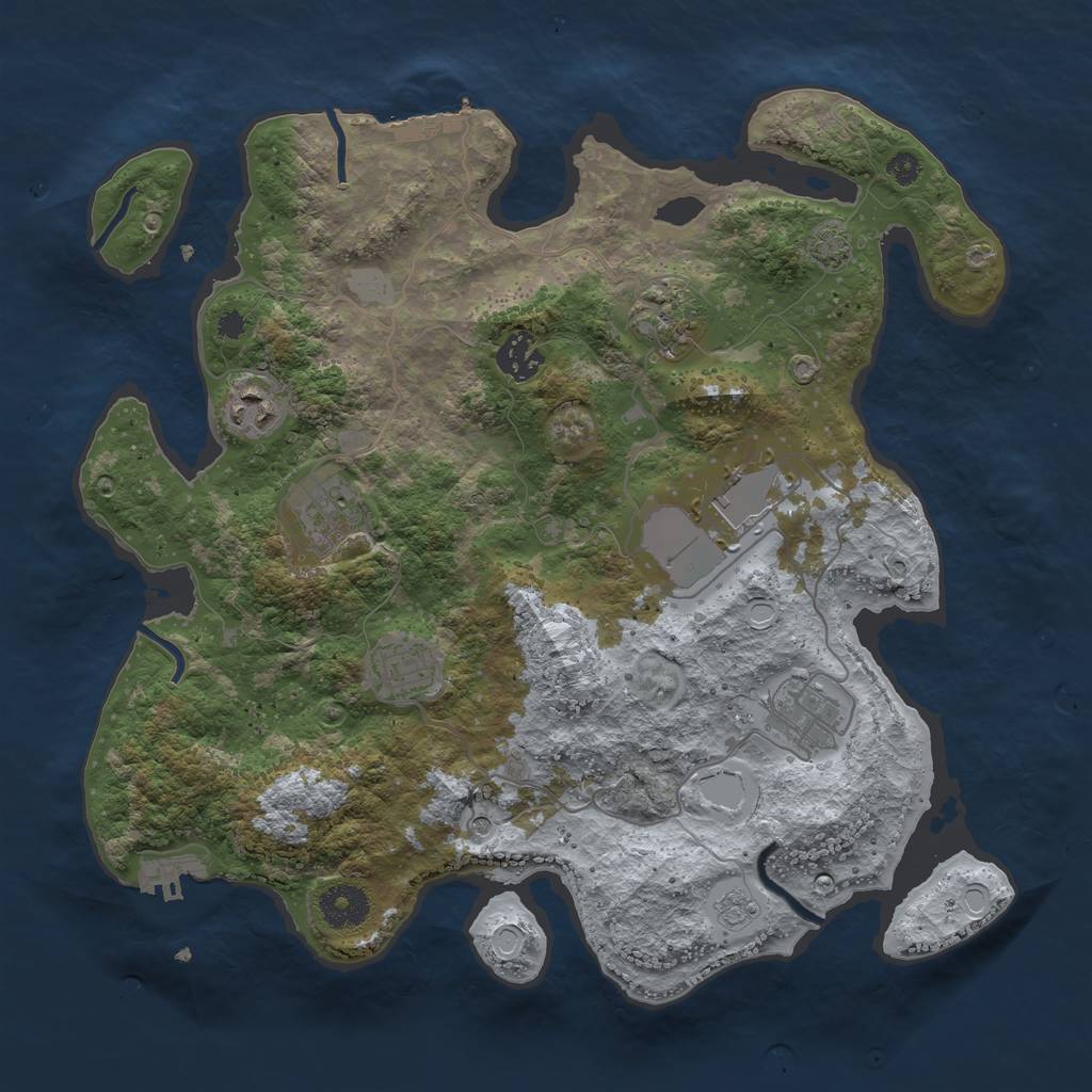 Rust Map: Procedural Map, Size: 3500, Seed: 2715164, 15 Monuments