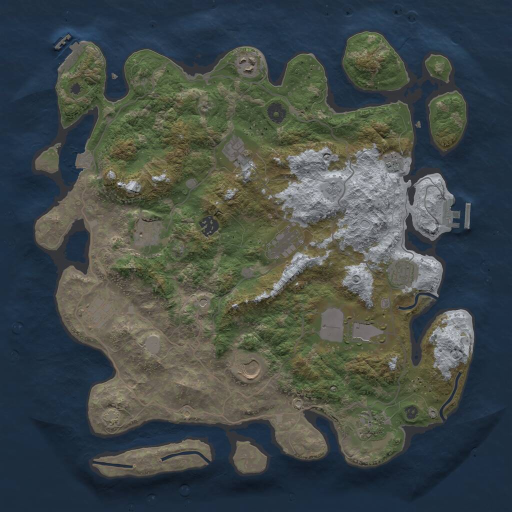Rust Map: Procedural Map, Size: 4000, Seed: 57506073, 17 Monuments