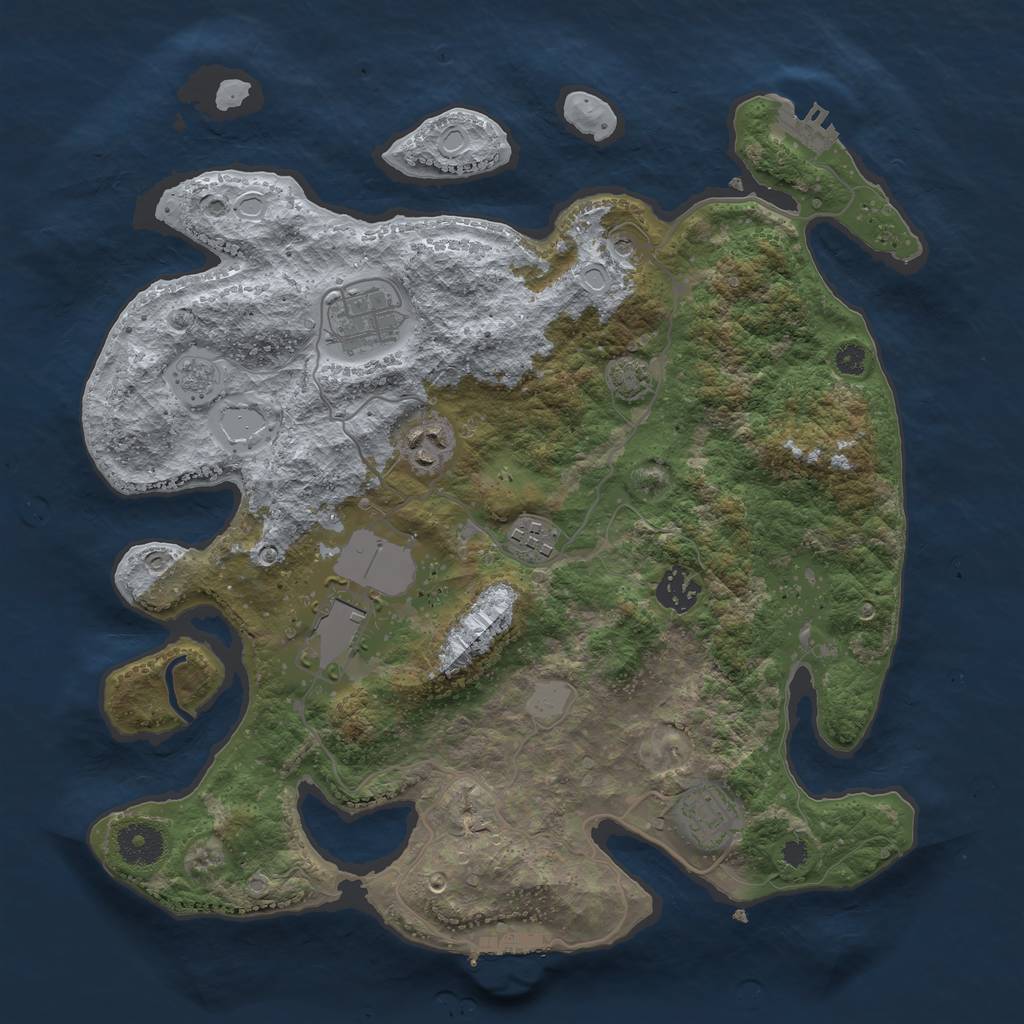 Rust Map: Procedural Map, Size: 3500, Seed: 252060351, 14 Monuments