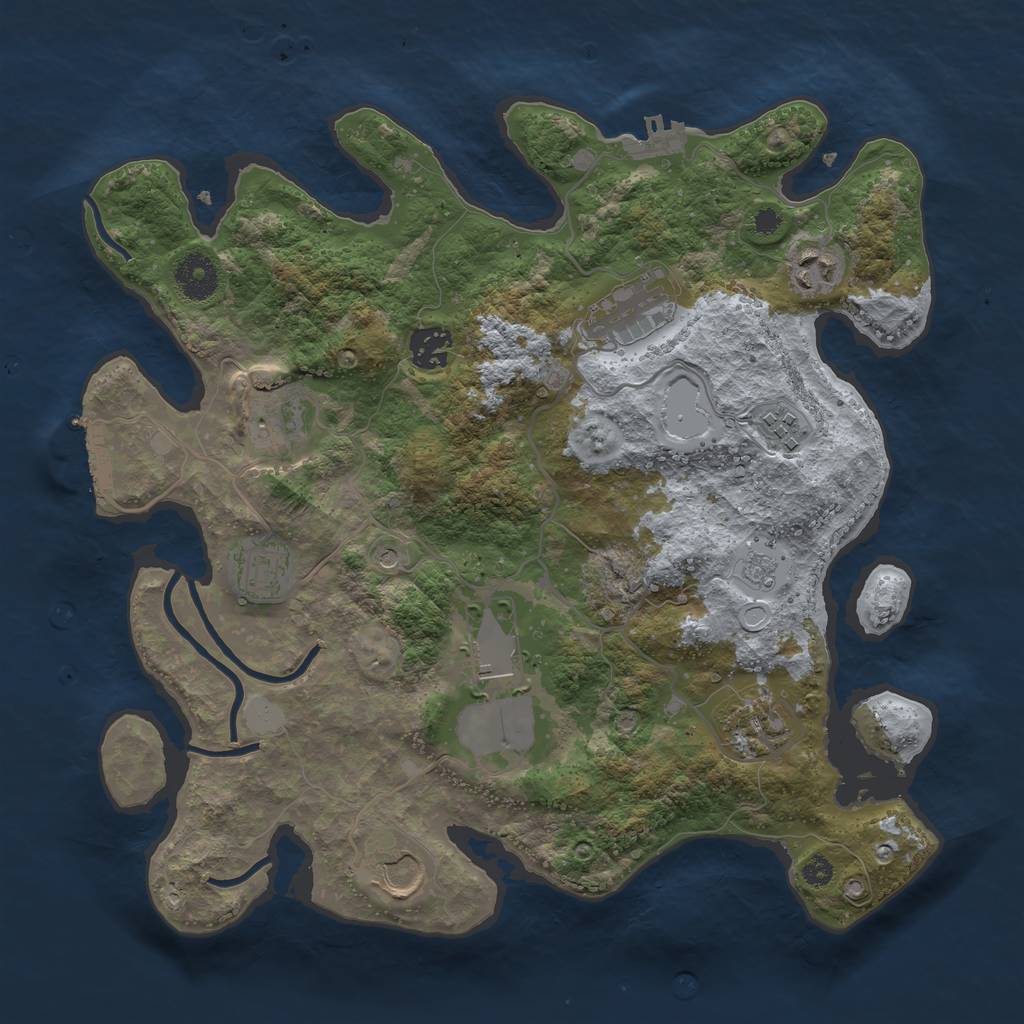 Rust Map: Procedural Map, Size: 3500, Seed: 802365300, 16 Monuments