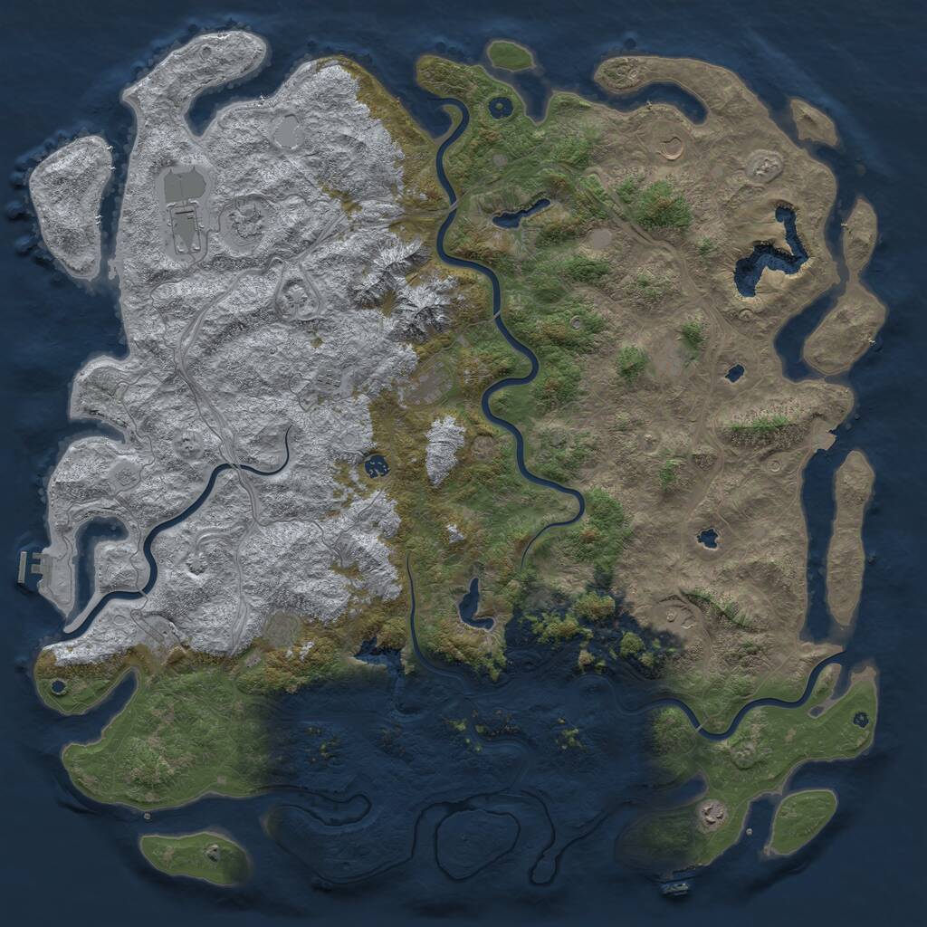 Rust Map: Procedural Map, Size: 6000, Seed: 1873225901, 17 Monuments