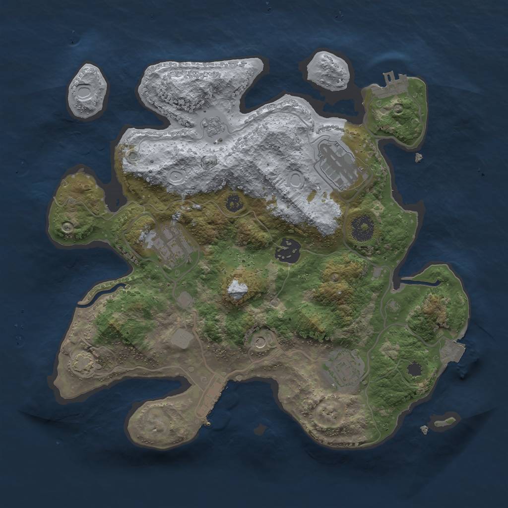 Rust Map: Procedural Map, Size: 3000, Seed: 6851, 12 Monuments