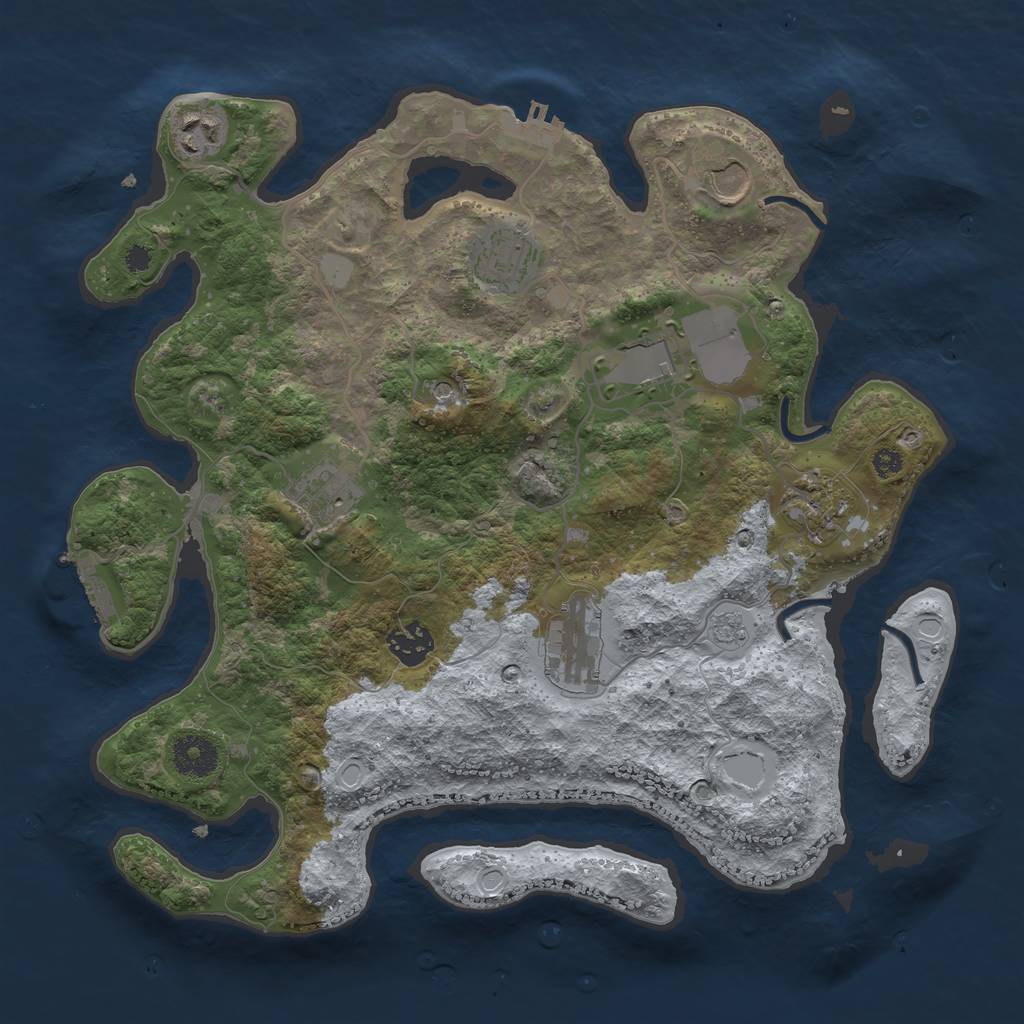 Rust Map: Procedural Map, Size: 3500, Seed: 4160484, 15 Monuments