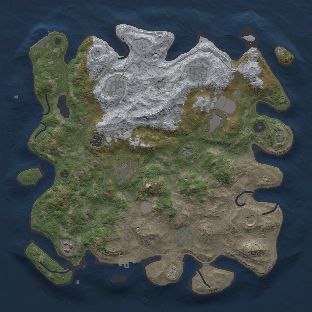 Rust Map: Procedural Map, Size: 4000, Seed: 91021, 18 Monuments