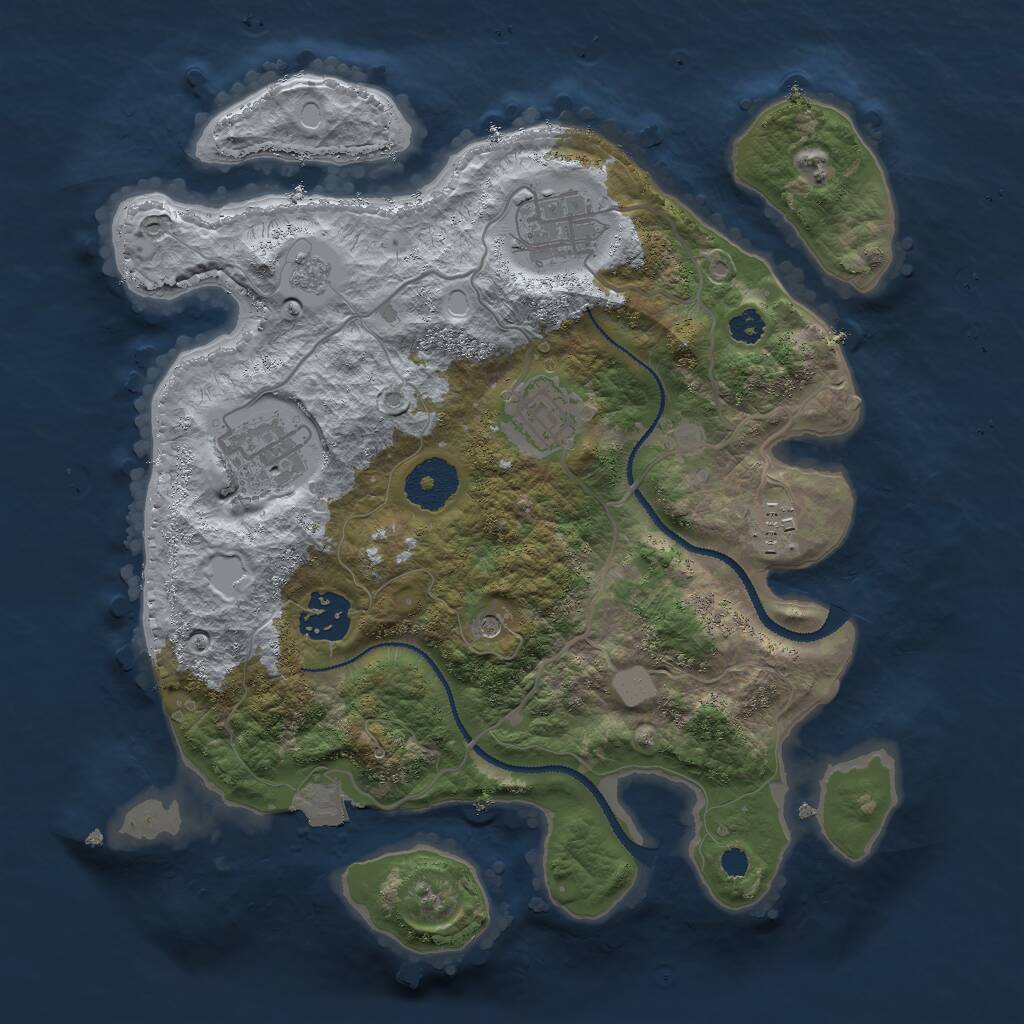 Rust Map: Procedural Map, Size: 3000, Seed: 1921996931, 8 Monuments