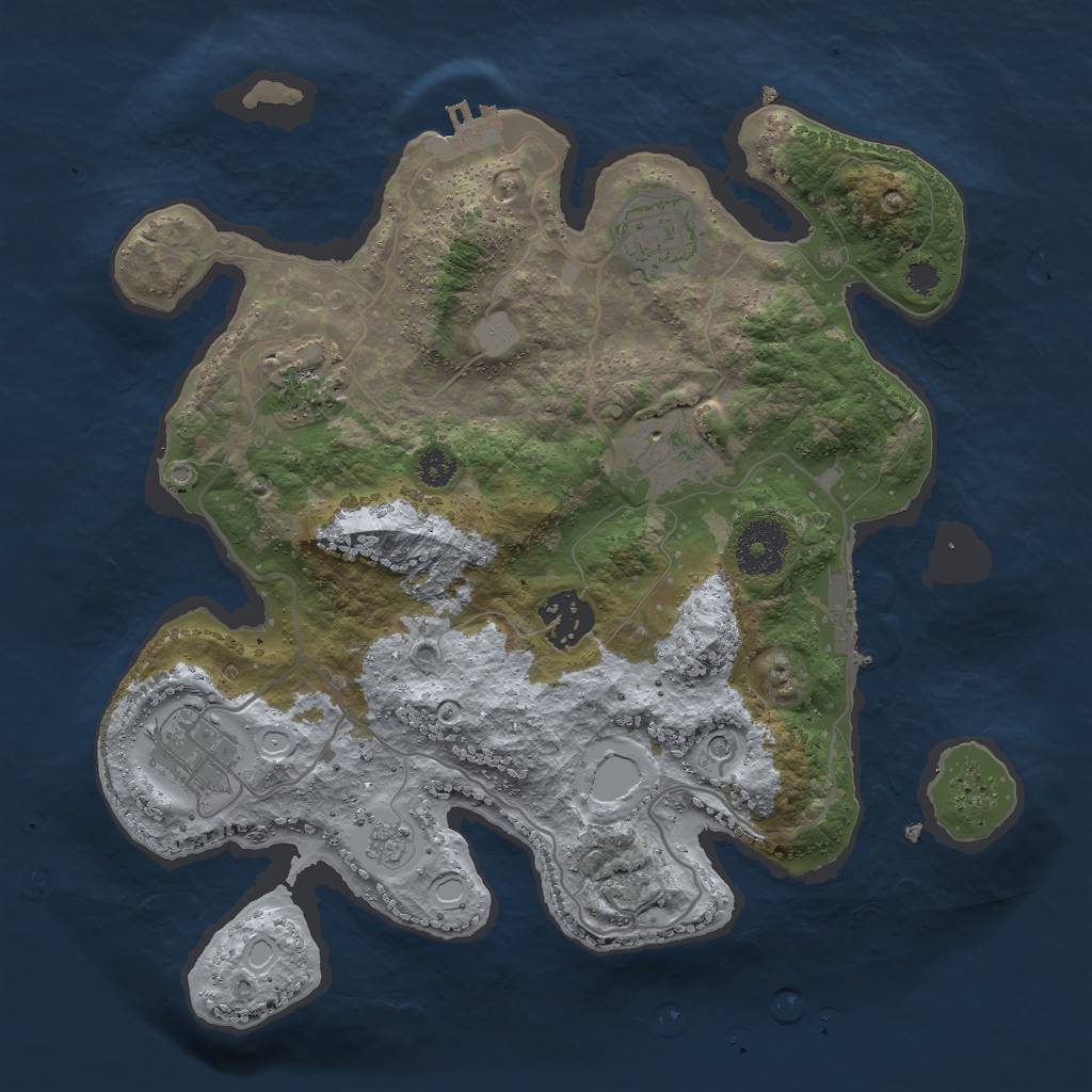 Rust Map: Procedural Map, Size: 3000, Seed: 1354653235, 12 Monuments