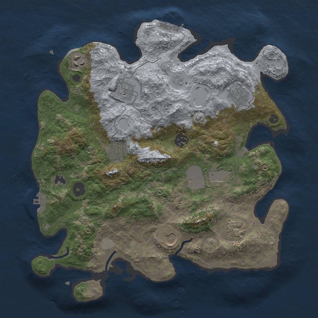 Rust Map: Procedural Map, Size: 3550, Seed: 2137374859, 15 Monuments