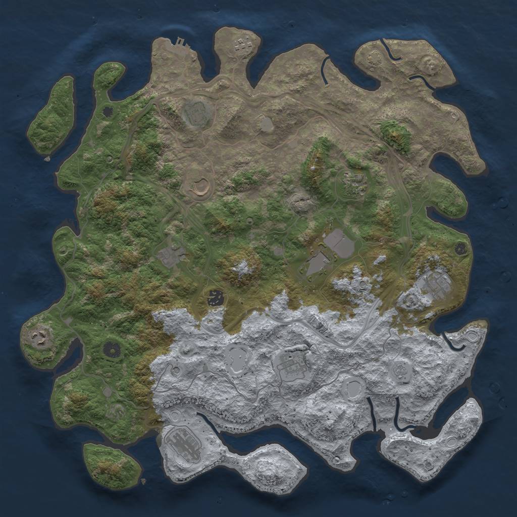 Rust Map: Procedural Map, Size: 4500, Seed: 4545, 18 Monuments