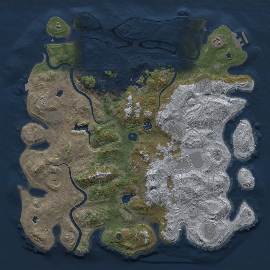Rust Map: Procedural Map, Size: 4500, Seed: 2598966, 16 Monuments