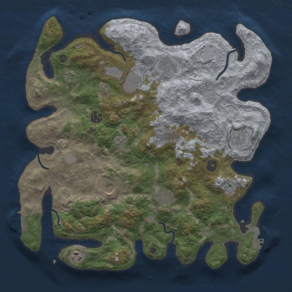 Rust Map: Procedural Map, Size: 3800, Seed: 1128384921, 17 Monuments