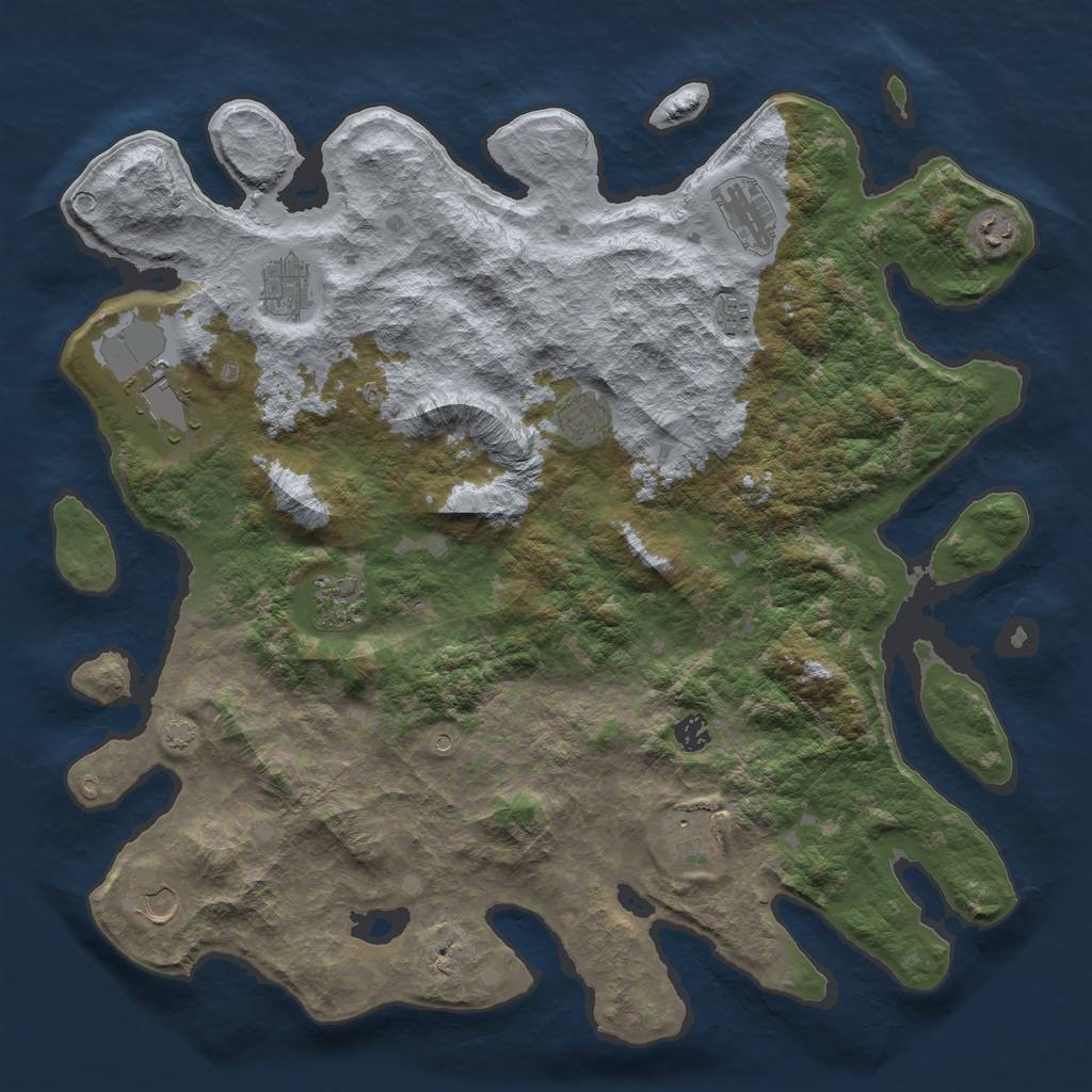 Rust Map: Barren, Size: 4500, Seed: 41, 14 Monuments