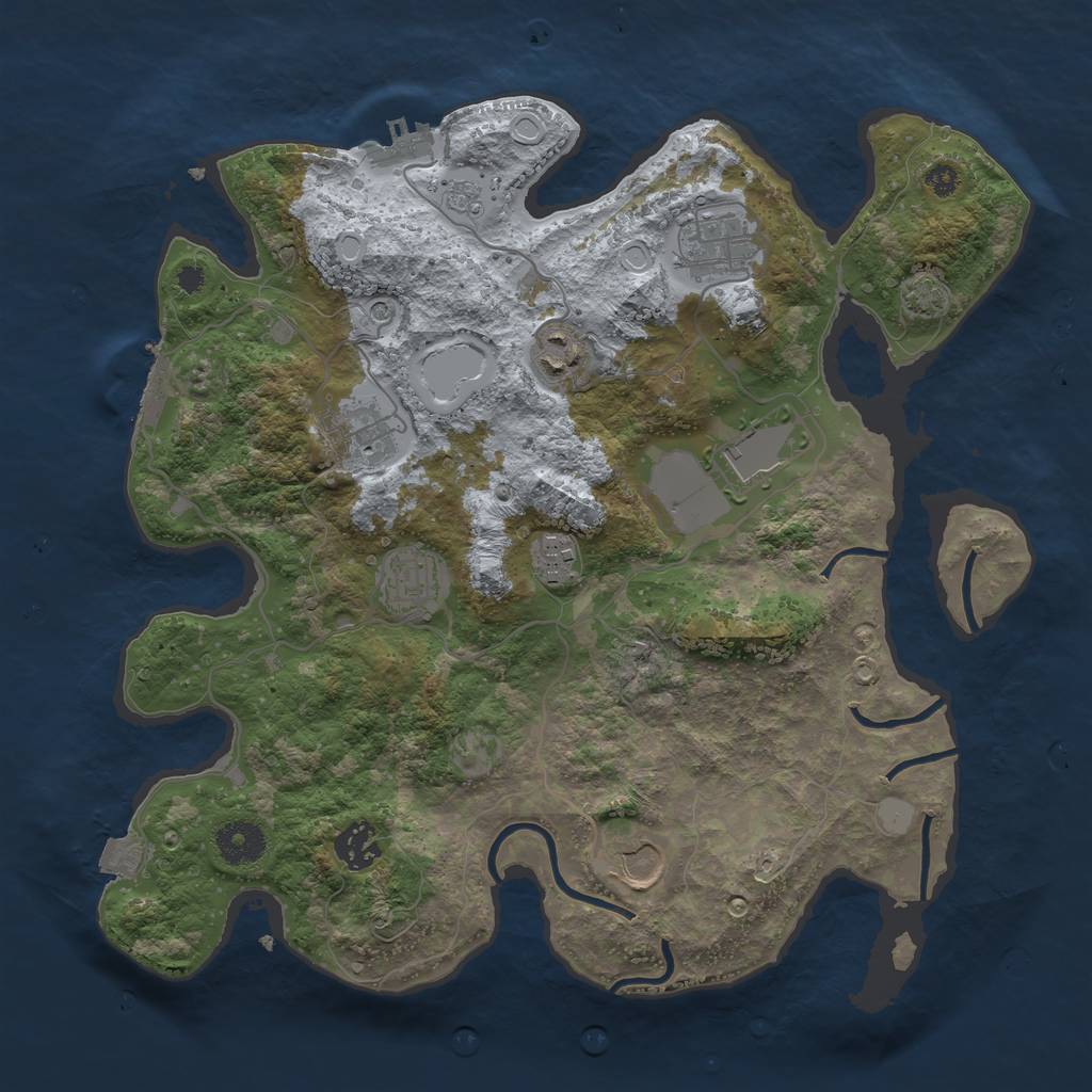 Rust Map: Procedural Map, Size: 3520, Seed: 2343, 16 Monuments