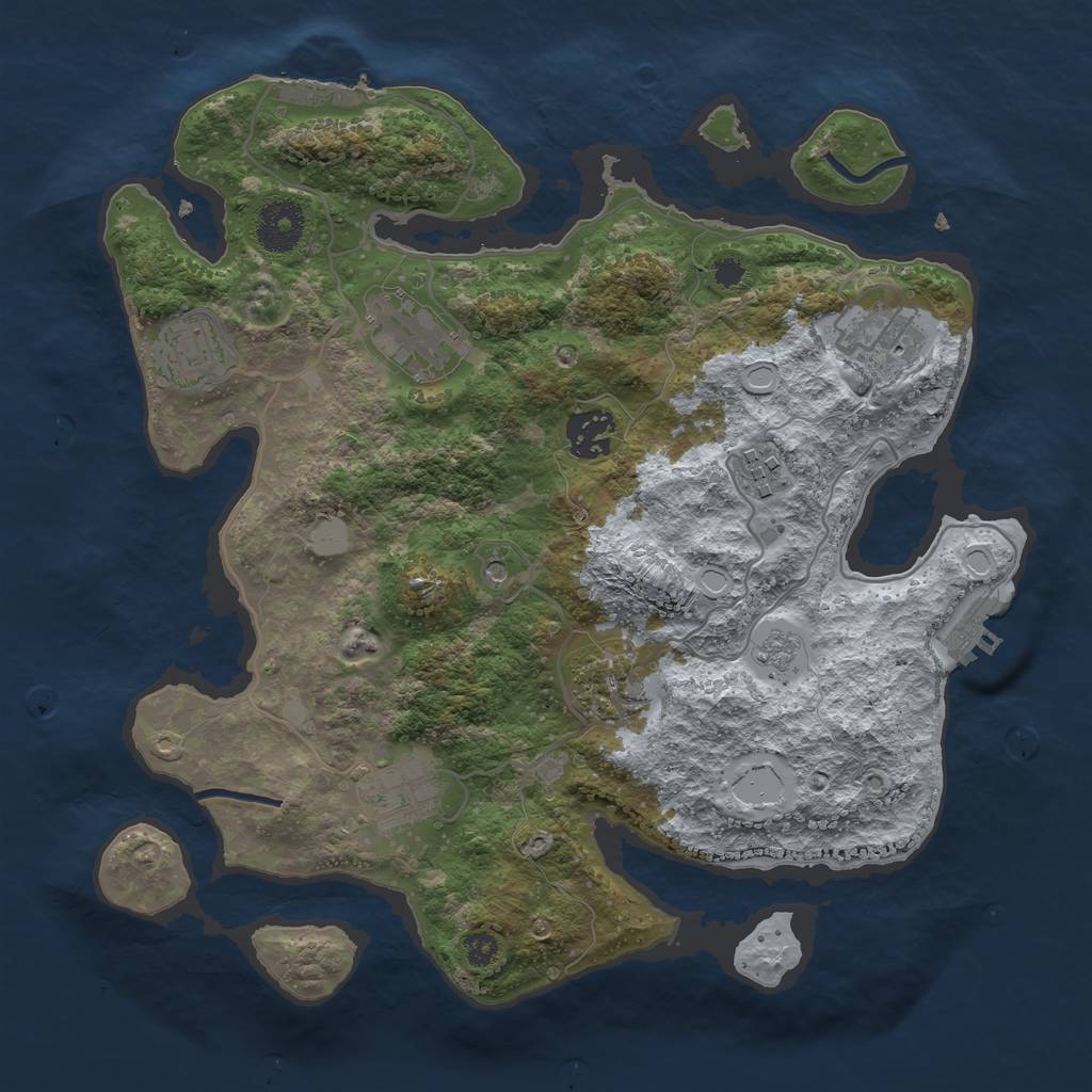 Rust Map: Procedural Map, Size: 3250, Seed: 1444, 14 Monuments
