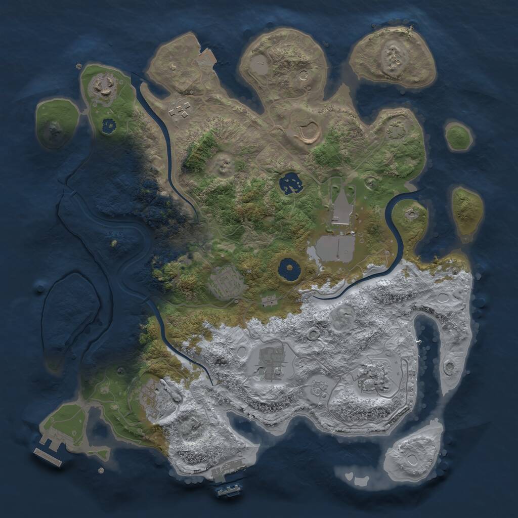 Rust Map: Procedural Map, Size: 3500, Seed: 691122494, 15 Monuments