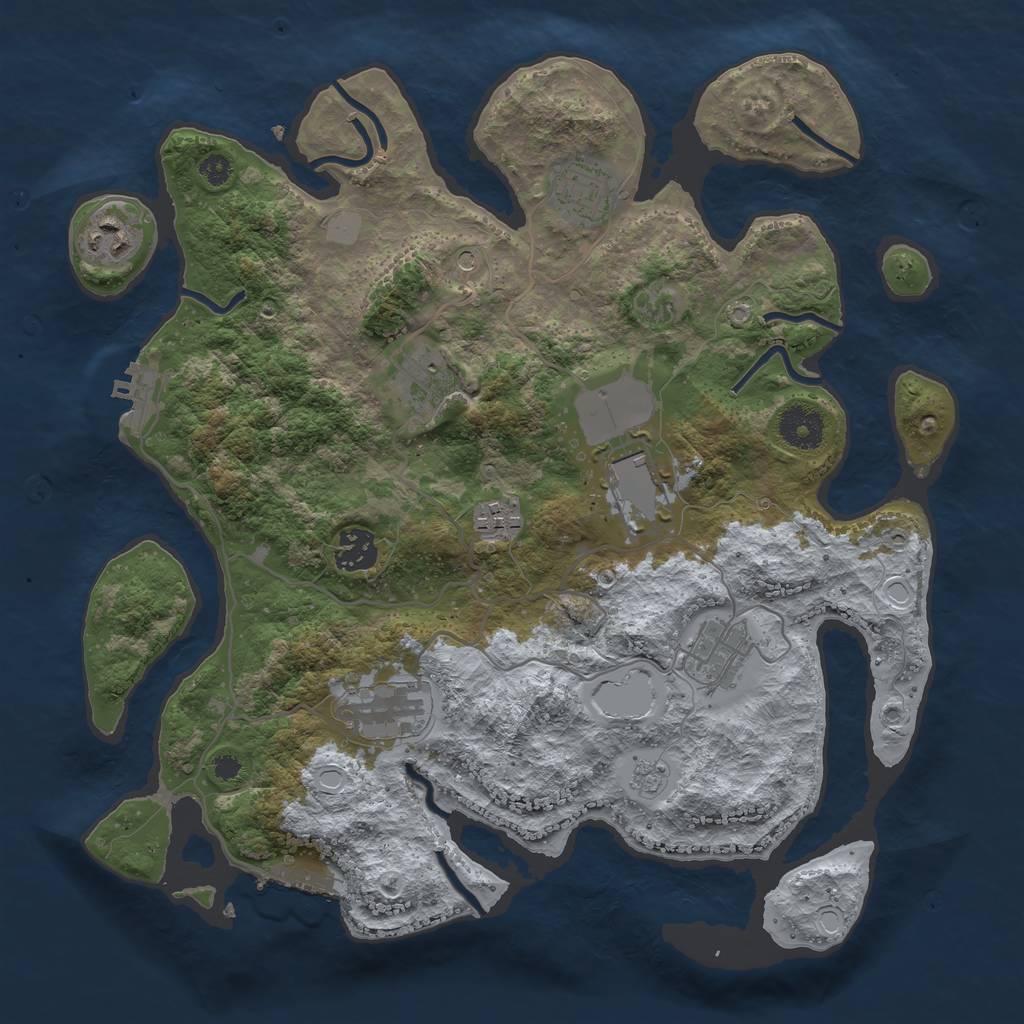Rust Map: Procedural Map, Size: 3500, Seed: 691122494, 15 Monuments