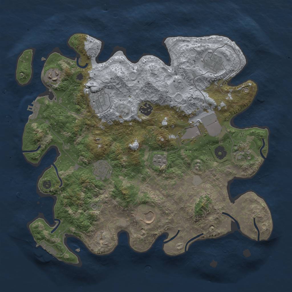 Rust Map: Procedural Map, Size: 3500, Seed: 10068, 16 Monuments