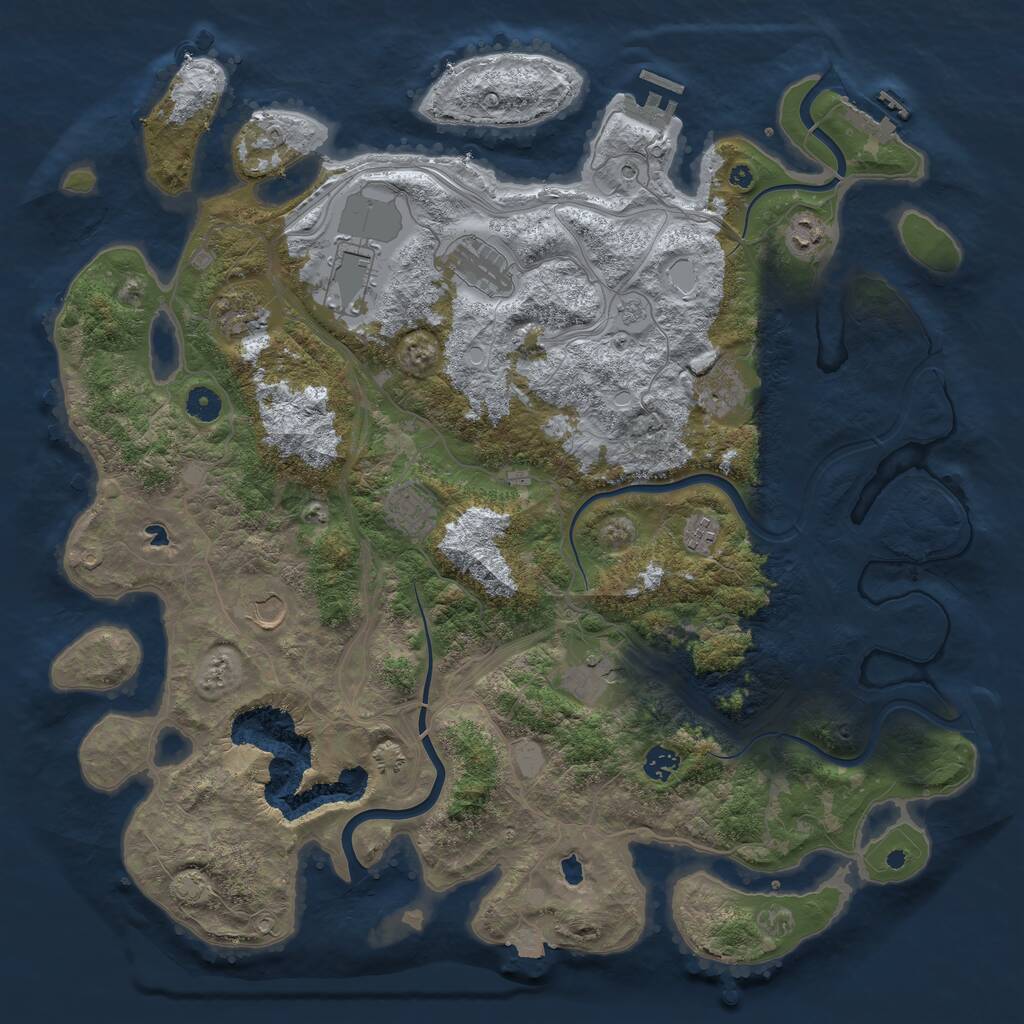 Rust Map: Procedural Map, Size: 4500, Seed: 1033318715, 16 Monuments