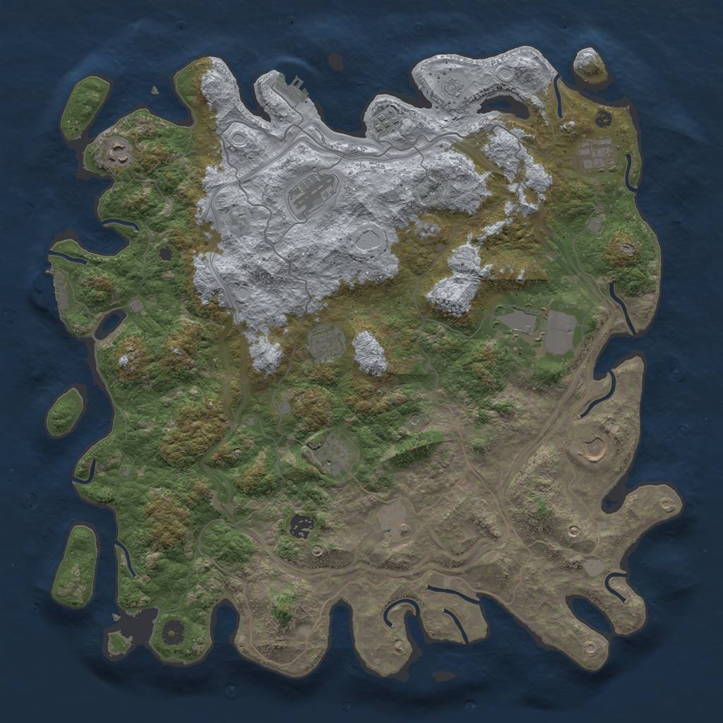 Rust Map: Procedural Map, Size: 4500, Seed: 1003585451, 17 Monuments