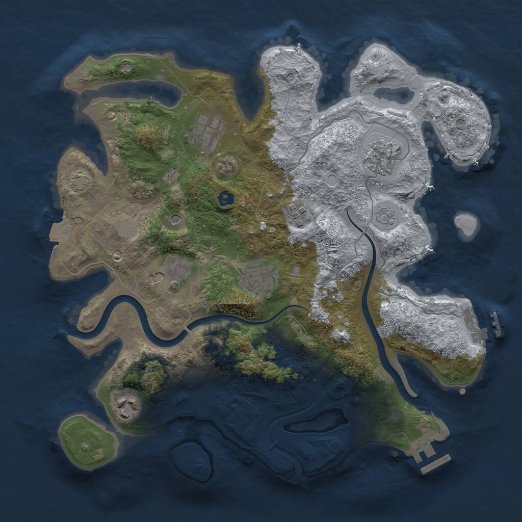 Rust Map: Procedural Map, Size: 3255, Seed: 3003, 12 Monuments