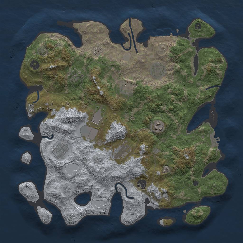 Rust Map: Procedural Map, Size: 3800, Seed: 83080351, 17 Monuments