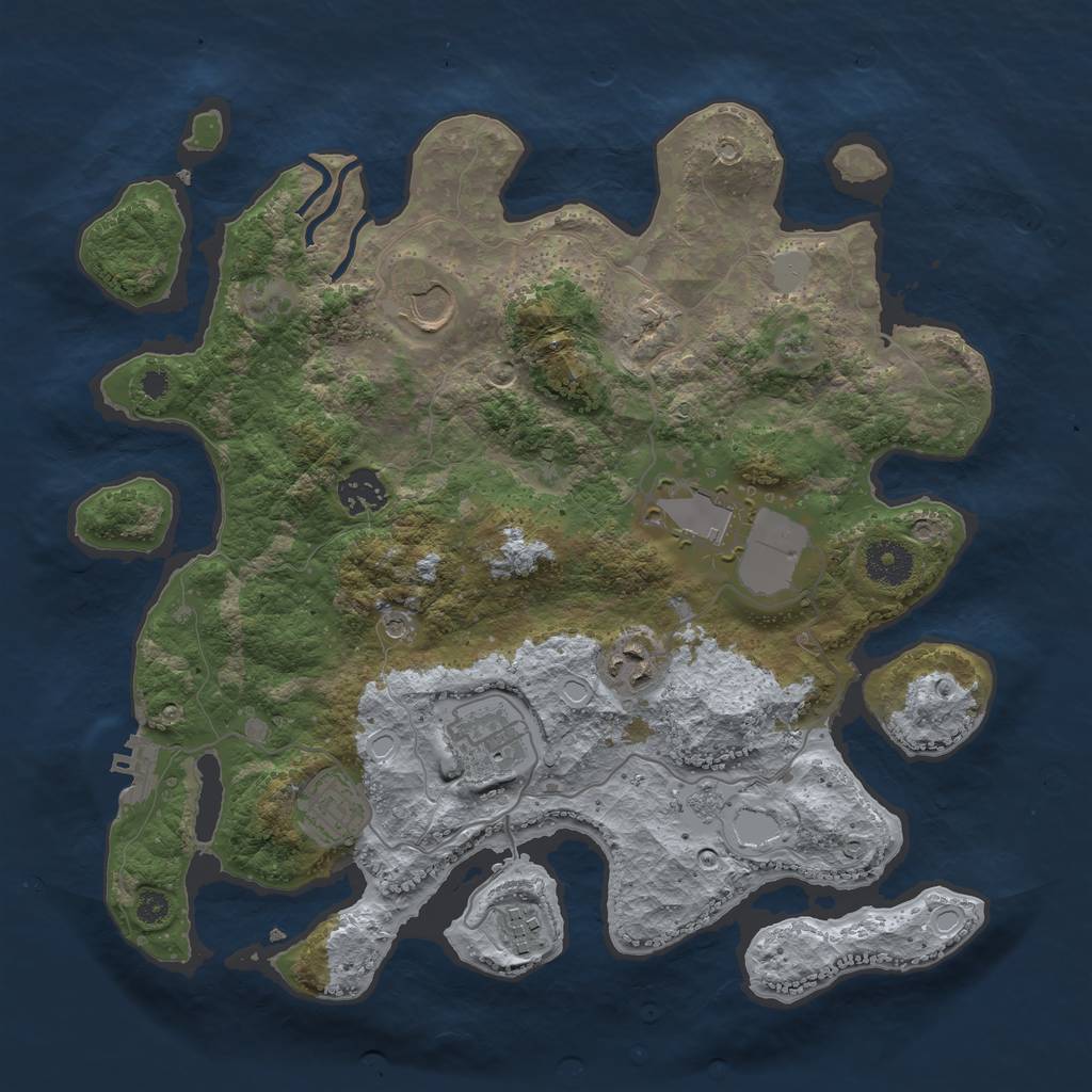Rust Map: Procedural Map, Size: 3500, Seed: 65831, 13 Monuments