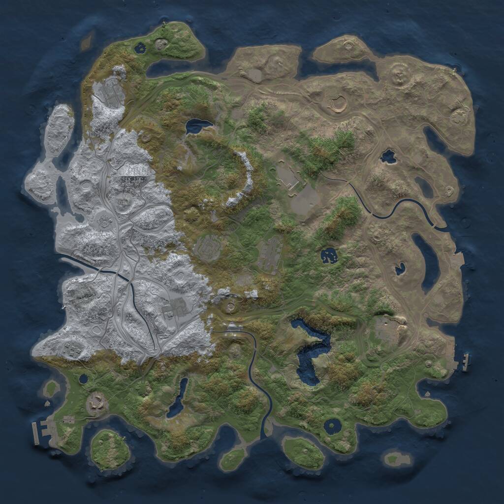Rust Map: Procedural Map, Size: 4500, Seed: 716120, 16 Monuments