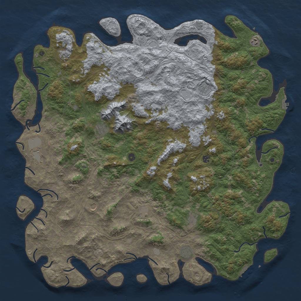 Rust Map: Procedural Map, Size: 6000, Seed: 5842, 19 Monuments