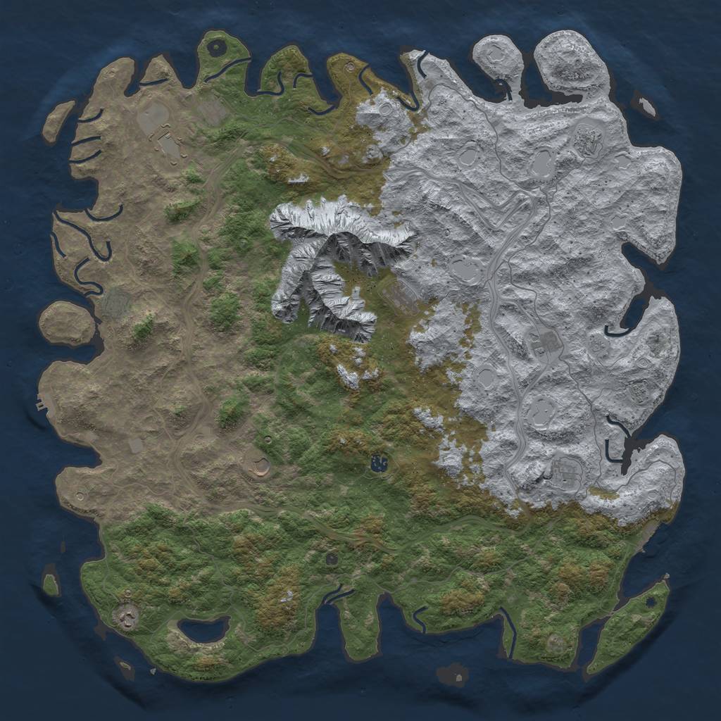 Rust Map: Procedural Map, Size: 6000, Seed: 52935555, 18 Monuments