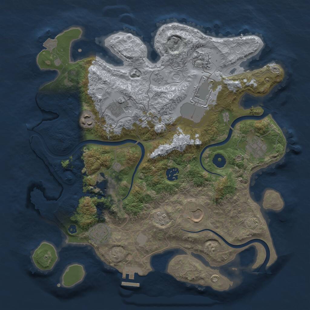 Rust Map: Procedural Map, Size: 3500, Seed: 1268911334, 15 Monuments