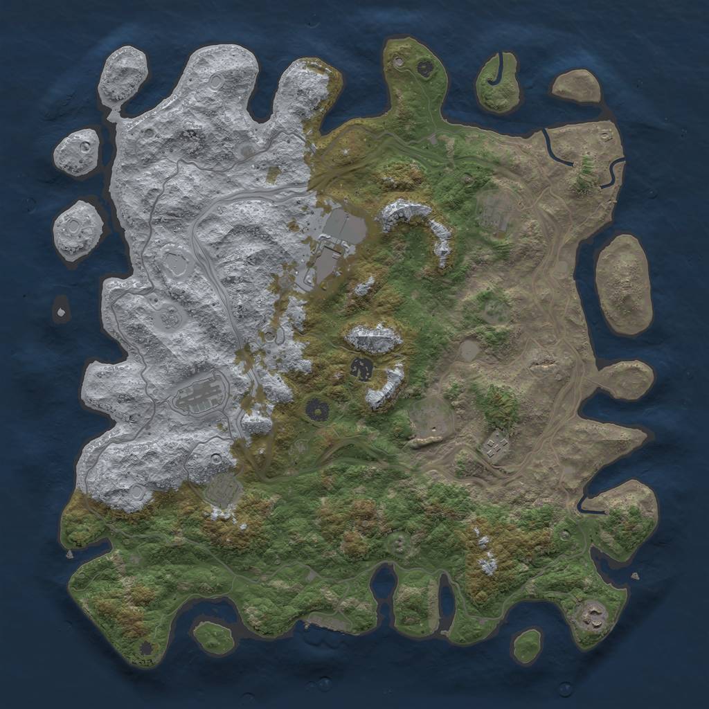 Rust Map: Procedural Map, Size: 4500, Seed: 353410948, 14 Monuments