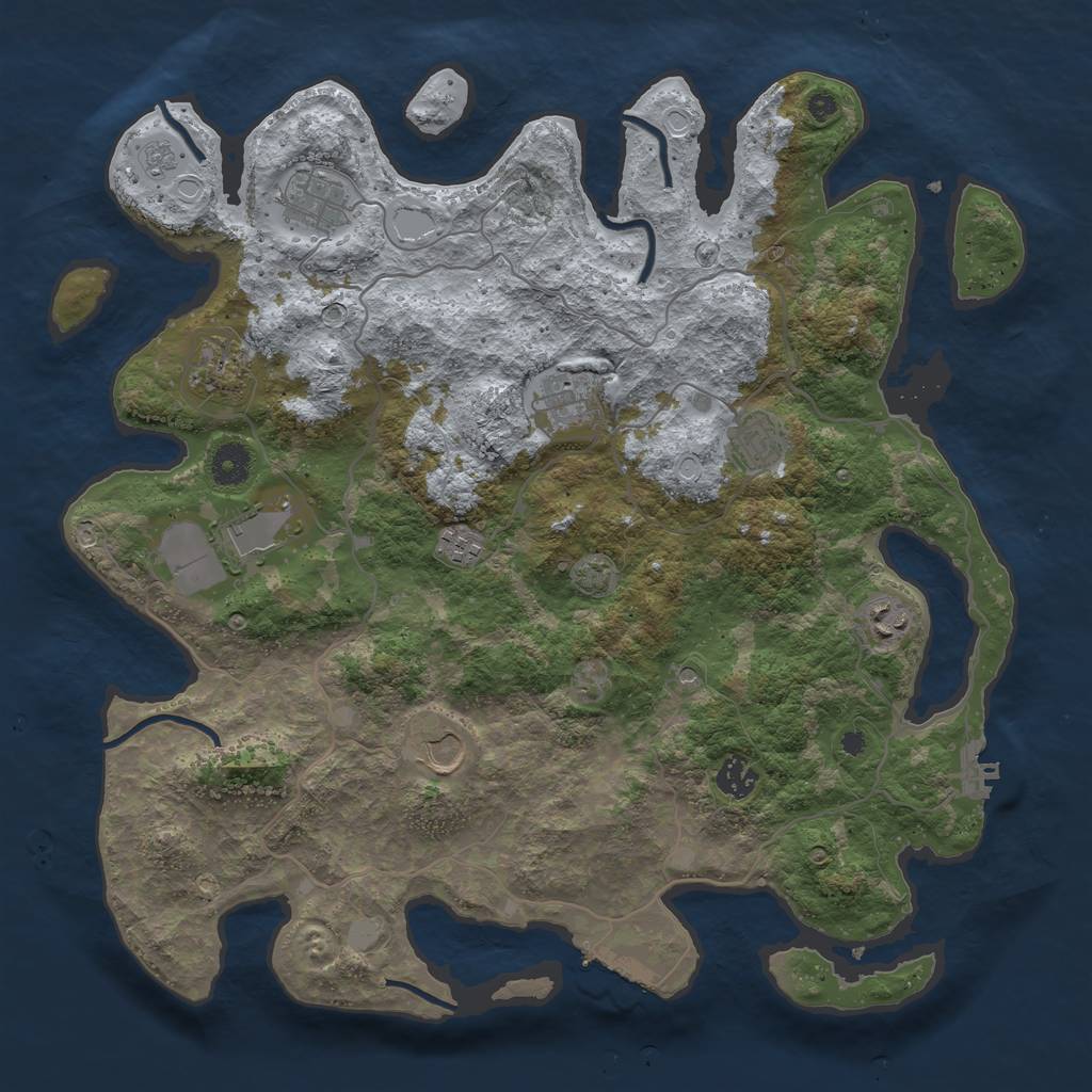 Rust Map: Procedural Map, Size: 4000, Seed: 4646464, 17 Monuments