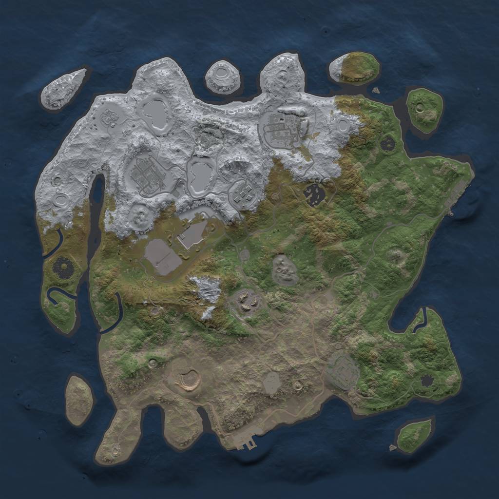 Rust Map: Procedural Map, Size: 3500, Seed: 845689965, 14 Monuments