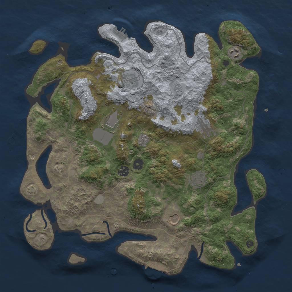 Rust Map: Procedural Map, Size: 4000, Seed: 1386741636, 16 Monuments