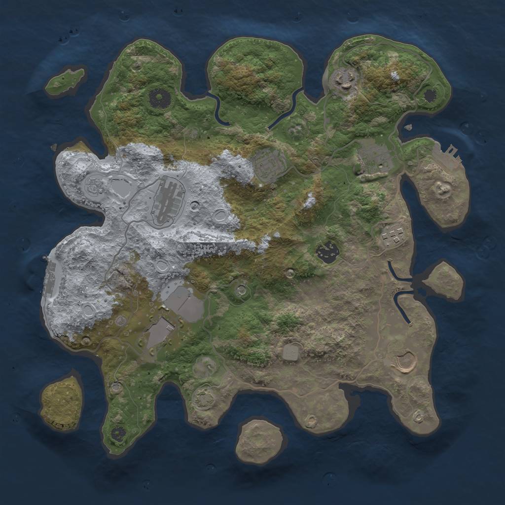 Rust Map: Procedural Map, Size: 3500, Seed: 11010, 16 Monuments